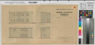 Münster (Münster) ehem. Train-Kaserne, Dahlweg Gebäude 12 Ansichten 1960 1 : 100 29,5 x 58 Zeichnung Finanzbauamt Münster-Ost