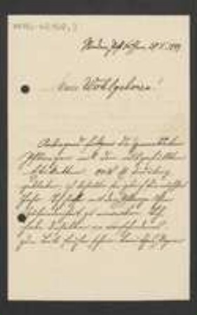 Brief von Alois Zick an Unbekannt