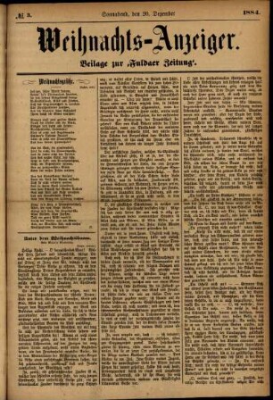 Ausgabe vom Samstag, den 20. Dezember 1884.