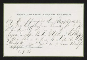 Brief von Eduard Arnhold und Johanna Arnhold an Gerhart Hauptmann