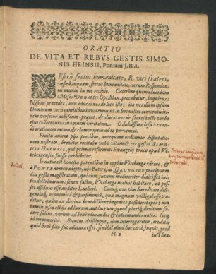 Oratio De Vita Et Rebus Gestis Simonis Heinsii ...