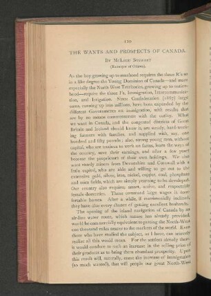 The Wants and Prospects of Canada.