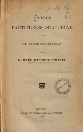Ciceros Partitiones oratoriae