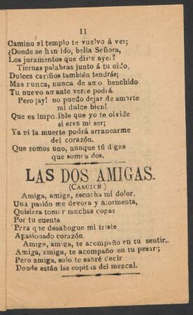 Las dos Amigas. : (Canción)