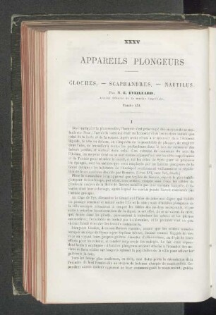 XXXV Appareils plongeurs : Cloches. - Scaphandres. - Nautilus