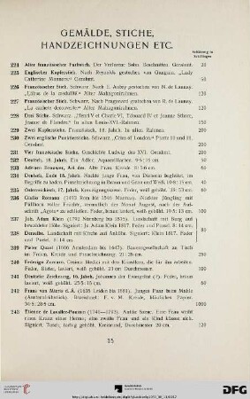 Gemälde. Stiche, Handzeichnungen etc. (Nr. 224-270)