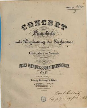 [1]. Concert : für das Pianoforte mit Begleitung des Orchesters : op. 25