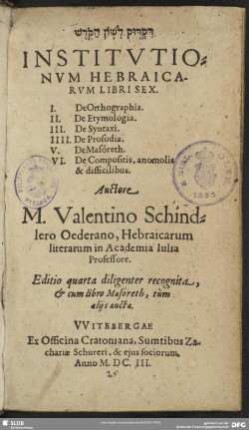 ... Institutionum hebraicarum libri sex