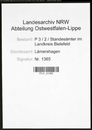 Sterberegister Standesamt Lämershagen