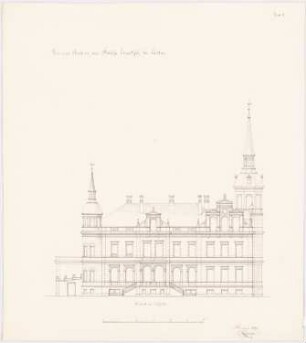 Schloss Queitsch Umbau und Ausbau: Aufriss Ostseite, Maßstabsleiste