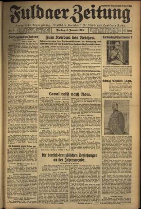 Erste Ausgabe vom Freitag, den 04. Januar 1935.