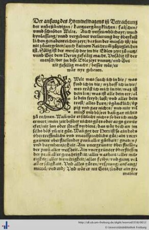 Hymelwag, auf dem wer wol lebt vnd wol stirbt fert in das Reich der Hymel.