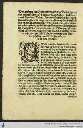 Hymelwag, auf dem wer wol lebt vnd wol stirbt fert in das Reich der Hymel.