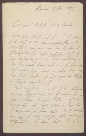 Schreiben von Moritz Ellstätter, Berlin, an seine Frau Marie: - Reisebericht - Besuche bei Gladbecks, Frau Höber - Diner mit [August] Eisenlohr u. a.