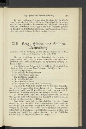 XIII. Berg-, Hütten- und Salinen-Verwaltung.
