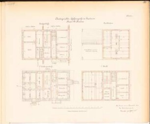 Amtsgerichts-Gefängnis, Jastrow: Grundrisse KG, EG, 1.OG, DG
