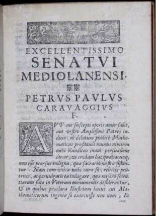 Excellentissimo senatui mediolanensi.
