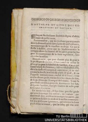 L'avthevr Dv Livre Des Recreations Av Lectevr.