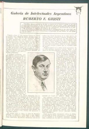 Galería de Intelectuales Argentinos : Roberto [Fernando] Giusti