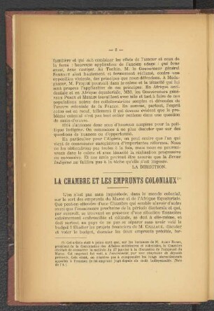 La Chambre et les Emprunts Coloniaux.