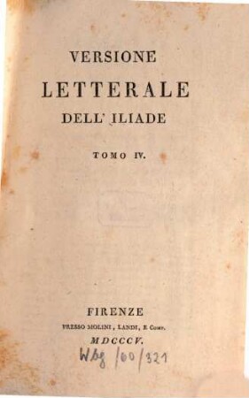 Versione letterale dell'Iliade, 4