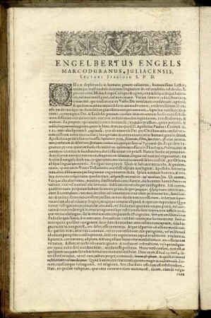 Engelbertus Engels Marcoduranus Juliacensis, Lectori Studioso S. P. D.