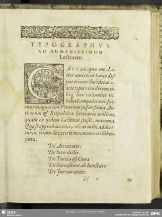 Typographus Ad Humanissimum Lectorem