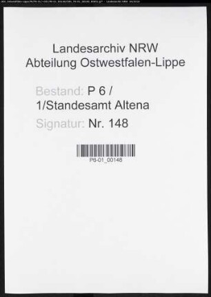 Sterberegister Standesamt Altena