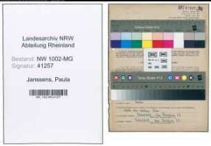 Entnazifizierung Paula Janssens , geb. 29.07.1911 (Dolmetscherin)