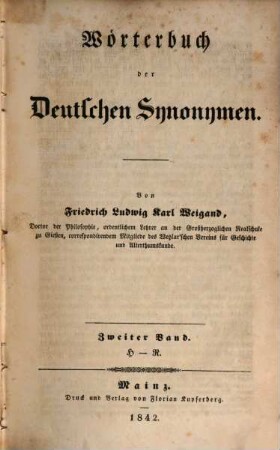 Wörterbuch der Deutschen Synonymen. 2. H - R
