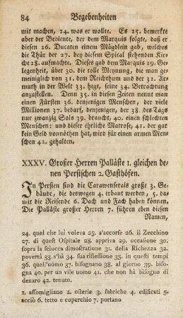 XXXV. Großer Herren Palläste 1. gleichen denen Persischen 2. Gasthöfen