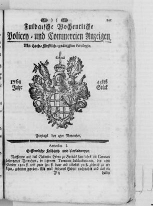 45tes Stück, Ausgabe vom 4. November 1768
