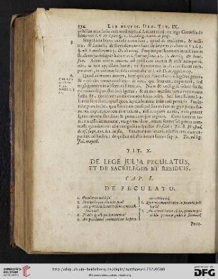 Tit. X: De Lege Julja Peculatus, et de Sacrilegiis et Residuis