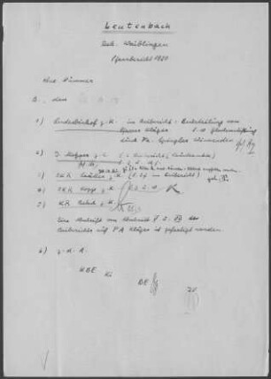 Leutenbach-Nellmersbach: Pfarrbericht 1950