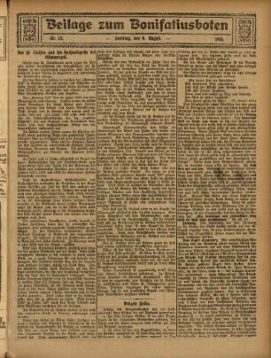 Ausgabe vom Sonntag, den 09. August 1914.