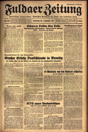 Ausgabe vom Donnerstag, den 01. September 1938.