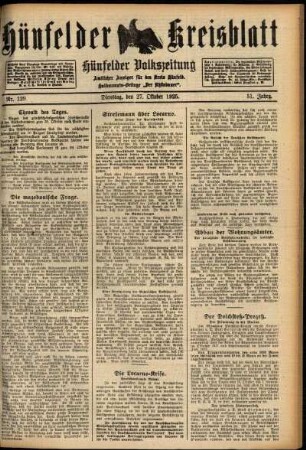 Ausgabe vom Dienstag, den 27. Oktober 1925.