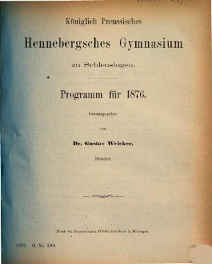 Programm : für .... 1875/76