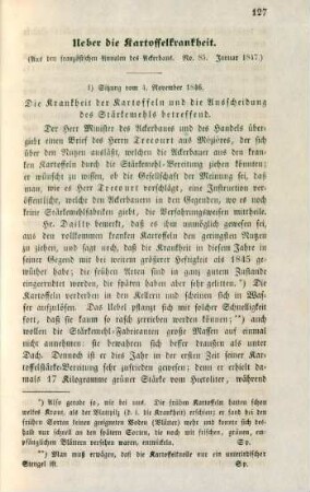Ueber die Kartoffelkrankheit.