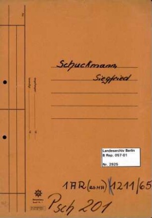 Personenheft Siegfried von Schuckmann (*11.01.1909), SS-Obersturmführer