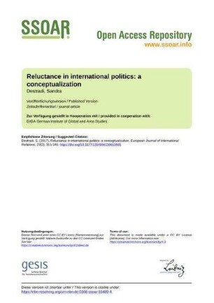 Reluctance in international politics: a conceptualization