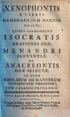 Xenophontis E Libris Memorabilium Socratis Selecta