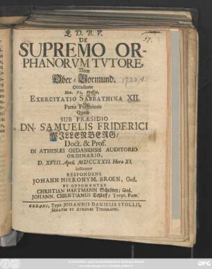 De Supremo Orphanorum Tutore