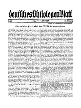Die volksdeutsche Arbeit des VDA. im neuen Staat