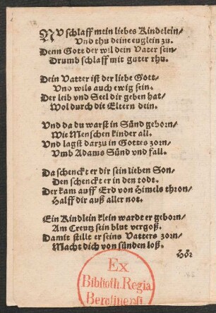 NV schlaff mein liebes Kindelein/ || Vnd thu deine euglein zu. ||