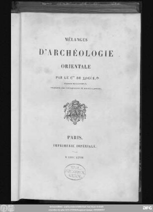 Mélanges d'archéologie orientale