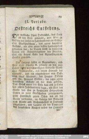 I. Periode. Oestreichs Entstehung.