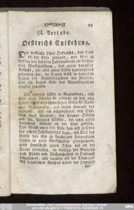 I. Periode. Oestreichs Entstehung.