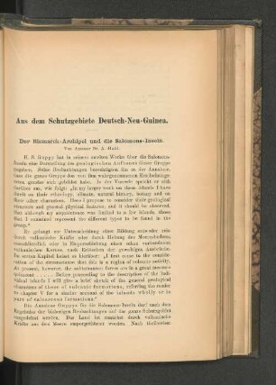 Der Bismarck-Archipel und die Salomons-Inseln.