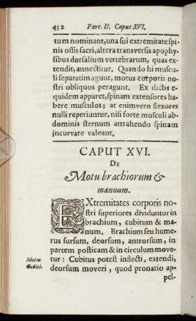 Caput XVI. De Motu brachiorum & manuum.